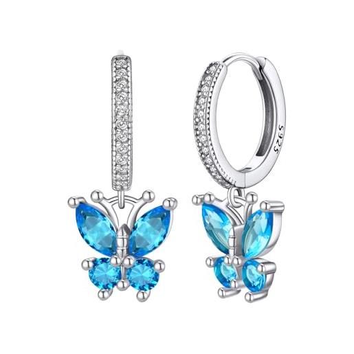 YOQUCOL Orecchini A Perno Farfalla In Oro Con Cristalli Viola - Gioielli Donna Placcati 14K - 2