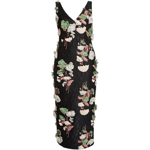 ERDEM abito midi a fiori - nero