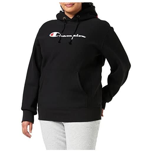 Champion reverse weave pullover, felpa con cappuccio donna, nero, s