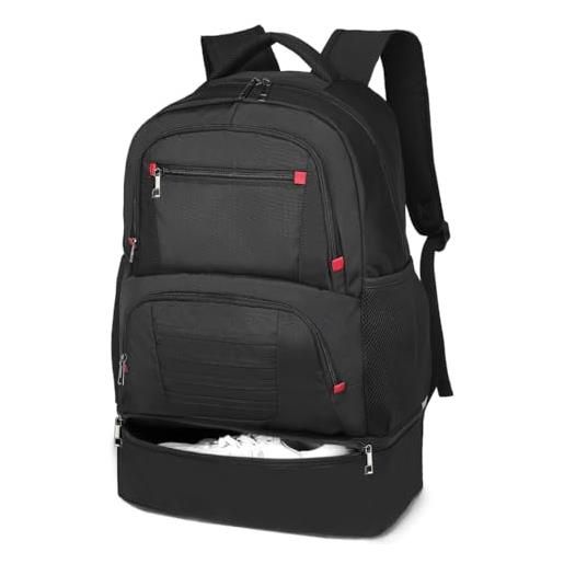 seyfocnia zaino da palestra da uomo, impermeabile, con scomparto per scarpe, leggero, per allenamento e allenamento, nero, 19 inches, zaini casual
