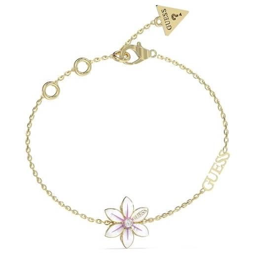 Guess braccialetto da donna della collezione loto bianco. Il braccialetto ha come simbolo fiore ed ha misura: s. Il braccialetto ha colore oro e bianco. La referenza è: jubb04134jwygwhs
