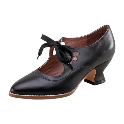Generisch 2025 scarpe stringate con tacco alto taglie forti da donna, nero , 41 eu