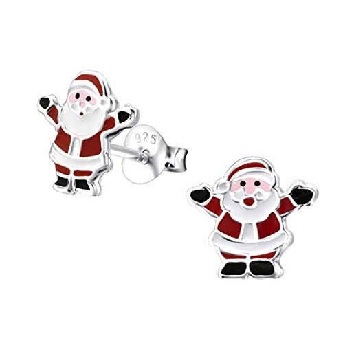 Orecchini Babbo Natale Monkimau In Argento 925 Smaltato - Gioielli Per Bambine E Regalo Natale