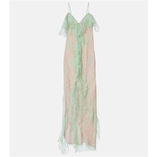 Blumarine abito lungo in pizzo con volant