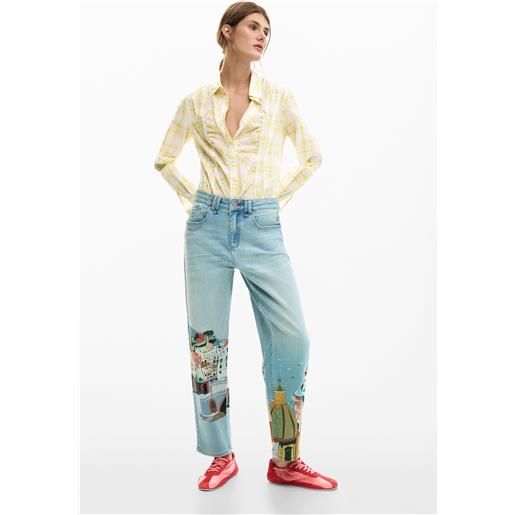 Desigual, pantalone di jeans amalfi, donna, cotone, blu, 34