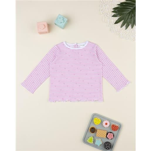 Prénatal t-shirt bimba righe rosa cuori allover