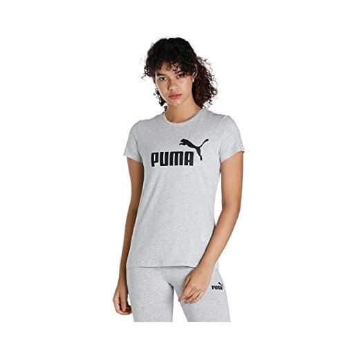 Puma ess logo tee t-shirt, light gray heather, s unisex - adulto