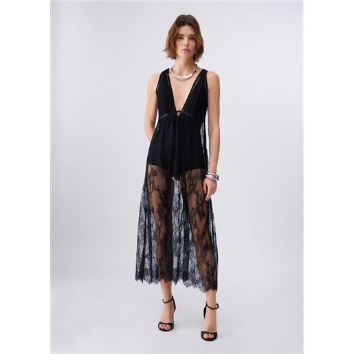 LIUJO liu jo abito in pizzo chantilly, nero