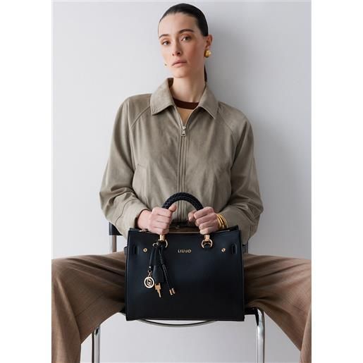 LIUJO liu jo borsa satchel media con charms, nero
