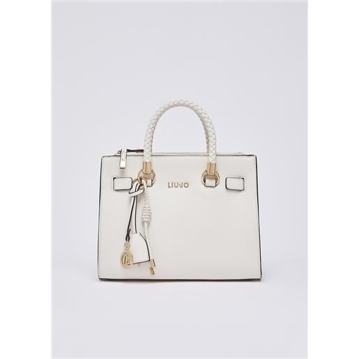 LIUJO liu jo borsa satchel piccola con charms, panna