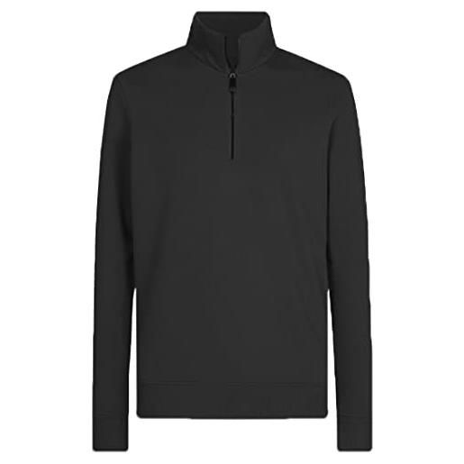Hann Brooks felpa da uomo a maniche lunghe, in cotone pesante, con mezza cerniera, nero , m