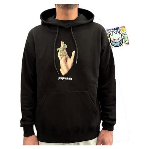 PROPAGANDA felpa con cappuccio uomo stigmata hoodie limited edition fw2025 e 20 stickers originale (it, testo, xl, regular, regular, nero + 20 stickers)