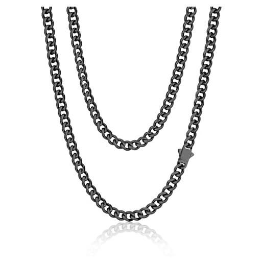 Collana Uomo In Acciaio Inossidabile Color Oro, Modello A Catena Spessa Stile Punk. Regalo Originale In Elegante Confezione. Ipoallergenica.