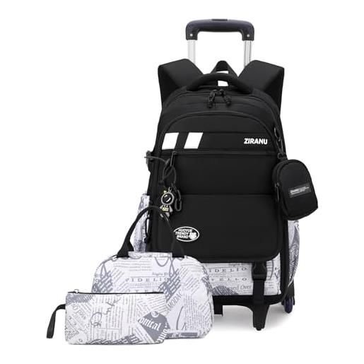 ANSIEDIO Zaino Trolley Ragazze Ragazzi, Zaino con Ruote Scuola Elementare Borsa Trolley Ideale per Bambini Studenti della Scuole Medie e Superiori (Blu