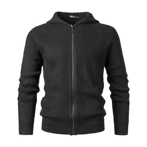 Cardigan Uomo Con Zip E Cappuccio – Maglione Invernale Pesante – Biutimarden