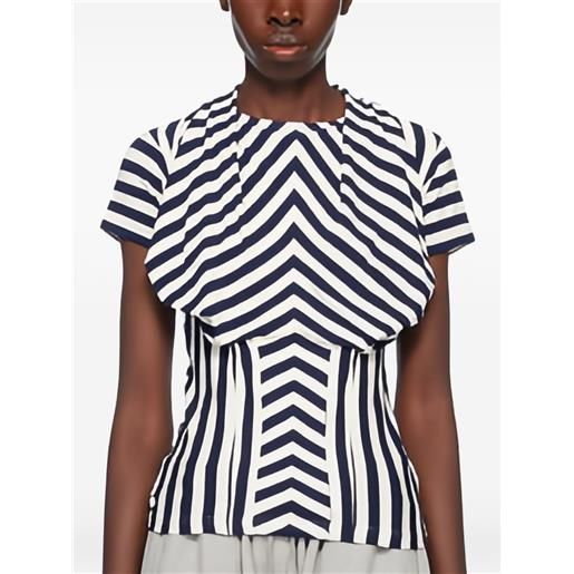 pushBUTTON corsetto a righe - bianco