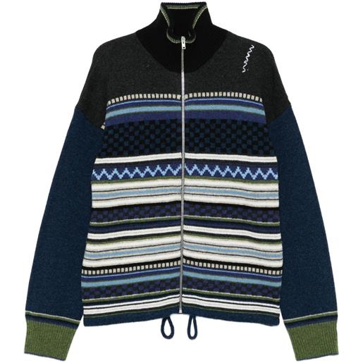 Marni cardigan a righe con zip - blu