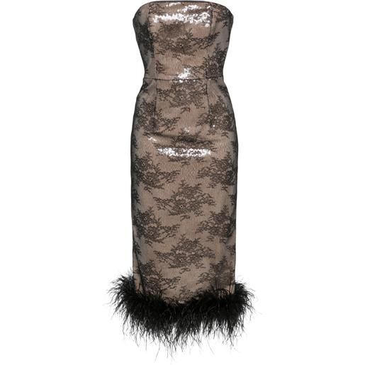NISSA abito midi con paillettes e pizzo - nero