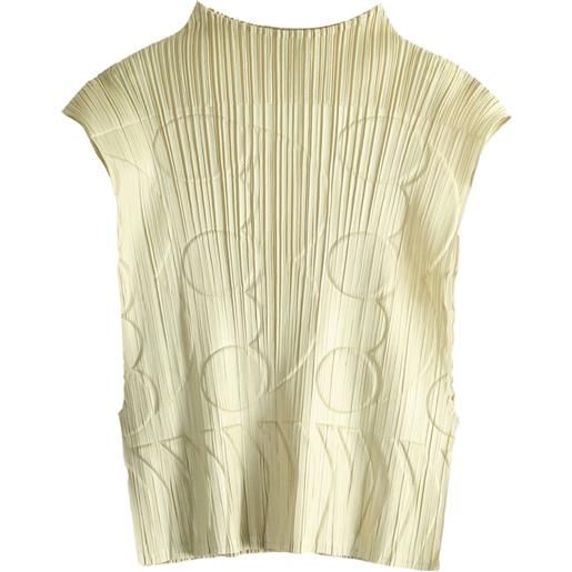 Pleats Please Issey Miyake top tune plissettato - toni neutri