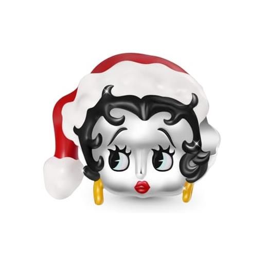 GNOCE cappello di babbo natale betty boop charm, s925 argento sterling charms dangle per le donne ragazze moglie figlia, san valentino, festa della mamma gioielli regalo