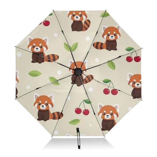 GAIREG ombrello pieghevole con panda in stile cartone animato, chiusura automatica, antivento, impermeabile, sole, pioggia, da viaggio, compatto, per donne, uomini, adulti