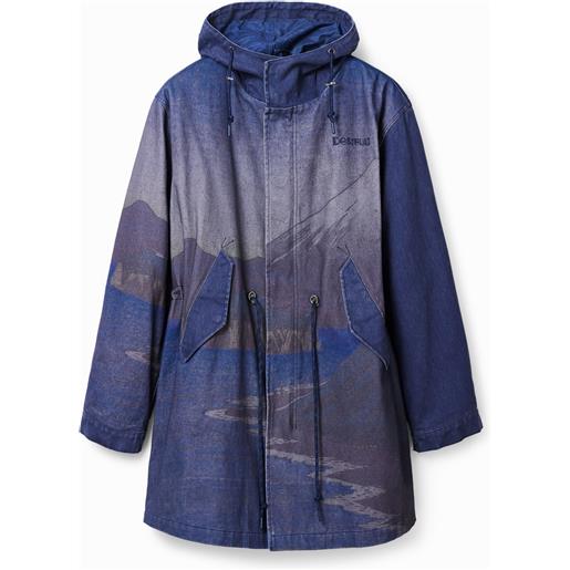 Desigual, parka imbottito staccabile, uomo, cotone, blu, l