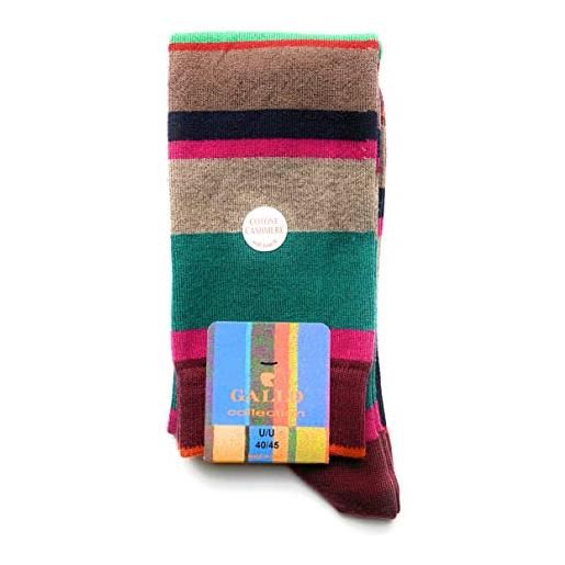 Gallo calze a righe multicolor, cotone cachemire, taglia unica 40-45, 13779