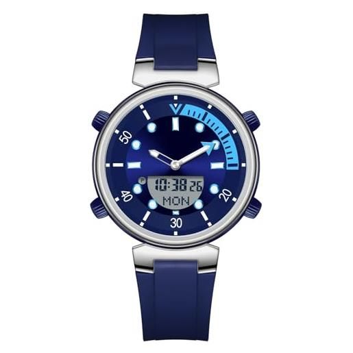 RORIOS Orologio Semplice Elettronico Orologio da Polso Digitale da Uomo Orologio Multifunzione Sportivo Orologio Casual Impermeabile Cinturino in Silicone Nero A