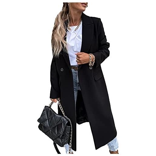 WHZXYDN cappotto lungo in lana da donna autunno e inverno con collo lungo e caldo
