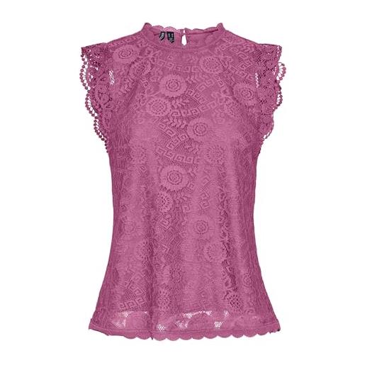 Pieces top in pizzo da donna pcolline sl lace noos bc, ibis rose. , xs