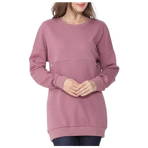 FEOYA felpa premaman donna manica lunga camicia allattamento collo tondo gravidanza top cotone allattamento top casual confortevole maternità xl