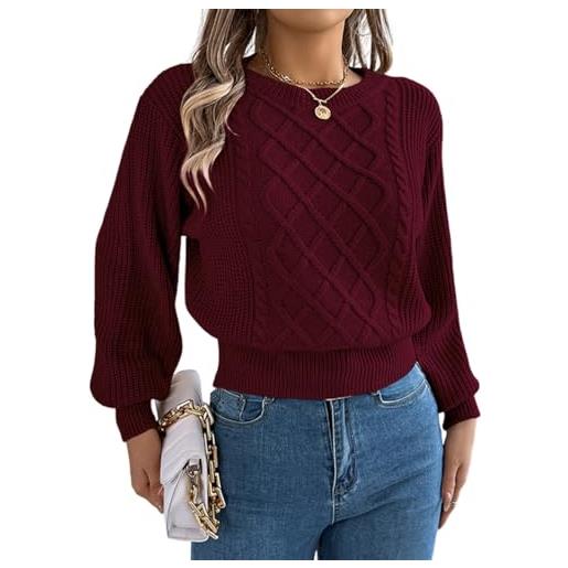 shownicer maglione da donna lavorato a maglia sexy corto girocollo a maniche lunghe elegante basic pullover sweater b verde militare m