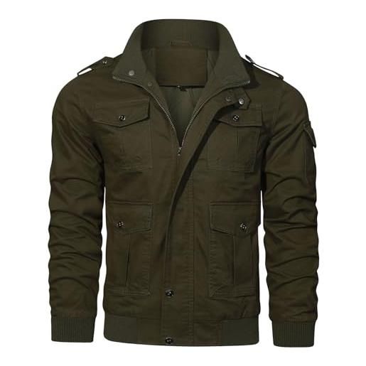Bomber Leggero Sottile Da Uomo Con Collo Alto, Giacca Classica Da Aviatore Per Attività All'aria Aperta, Leggera, Giacca A Vento Per Le Mezze Stagioni, Giacca Estiva Traspirante, Nero , 3XL