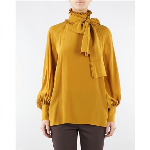 MAX MARA WEEKEND camicia arancione in crêpe de chine di seta