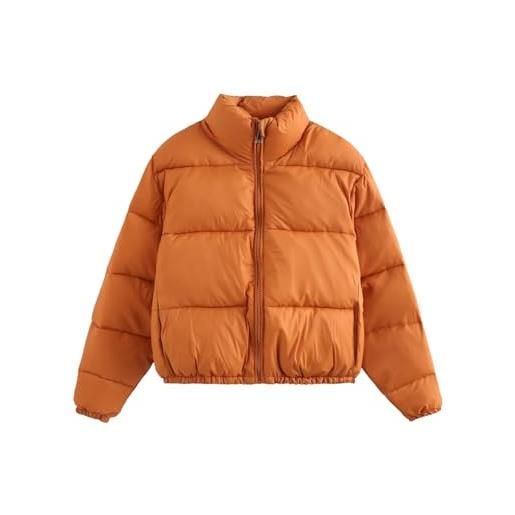 Sukany piumino da donna casual con cerniera, ampio, elegante, colletto alla coreana, maniche lunghe, piumino imbottito, zenzero, xs
