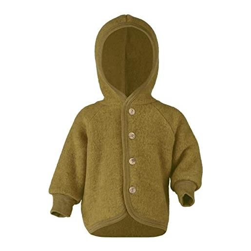 Engel baby - giacca con cappuccio per bambini, in pile di lana melange zafferano 74-80