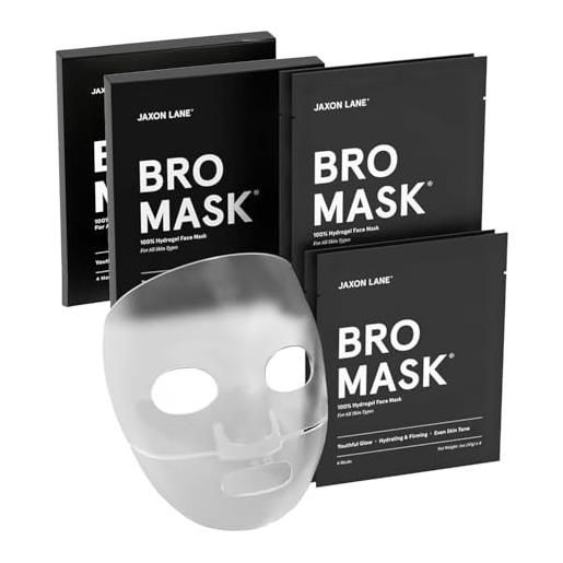 Jaxon lane bro mask maschera coreana per uomo: 2 pezzi. Maschere idratanti anti invecchiamento con vitamina c, vitamina e, acido ialuronico, collagene idrolizzato per la cura della pelle idratante e