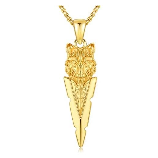 YFN Collana in Argento Sterling con Ciondolo a Due Lupi, Collana con Ciondolo a Forma di Lupo per Donne e Ragazze, Regalo per gli Amanti del Lupo, Argento Sterling
