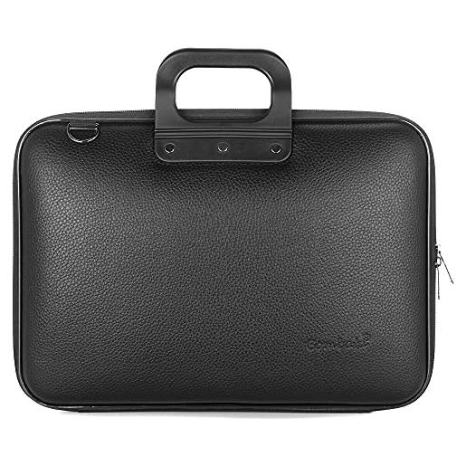 Bombata classic all black - borsa porta pc 17 pollici - borsa computer con tracolla - pelle sintetica