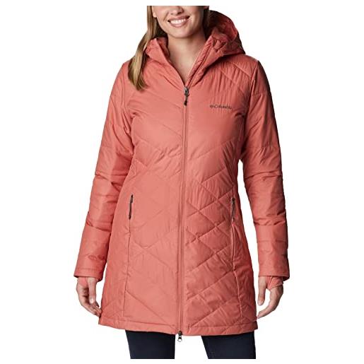 Columbia heavenly-giacca lunga con cappuccio piumino, pietra scura, xs donna