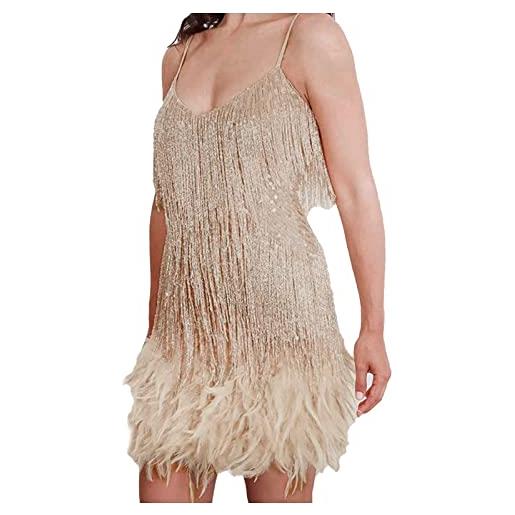 Windsfinr vestito anni 20 donna gatsby charleston con frange - abito vintage flapper con accessori per acconciature capelli
