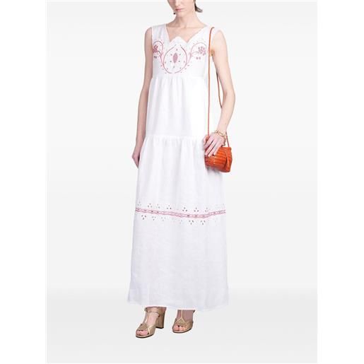 HOLY CAFTAN abito lungo con ricamo - bianco