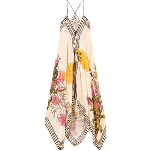Blumarine abito a fiori con scollo a v - toni neutri