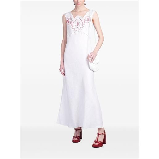 HOLY CAFTAN abito midi con ricamo - bianco