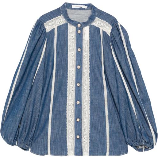 ZIMMERMANN camicia con dettaglio in pizzo - blu