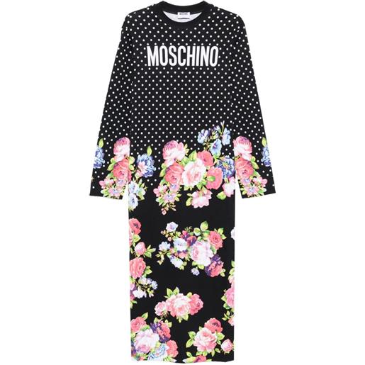 Moschino abito midi a fiori - nero