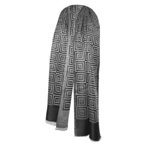 Lorenzo cana - sciarpa da uomo in seta - cashmere - sciarpa 50% cashmere 50% seta jacquard tessuto grigio nero 35 cm x 160 cm sciarpa motivo a quadri sciarpa di seta 7872711