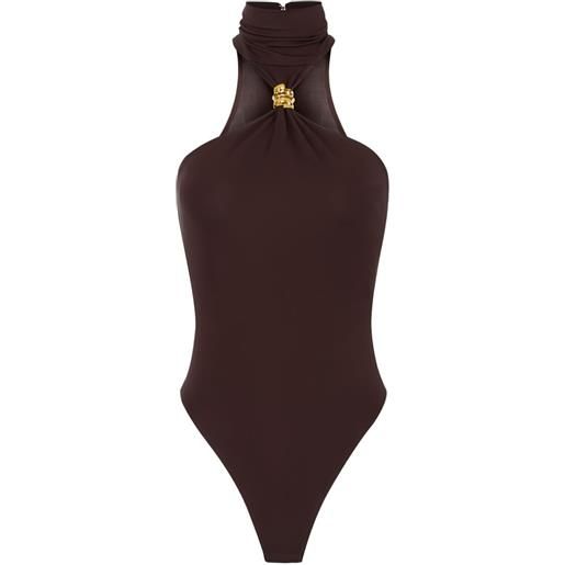 Elisabetta Franchi body a collo alto - marrone