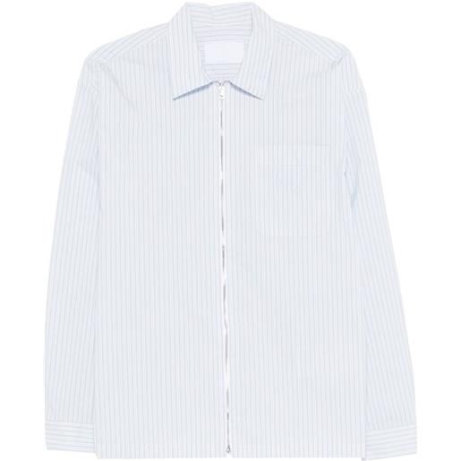 Prada camicia a righe con zip - bianco