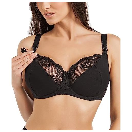 Teyli reggiseno allattamento donna con ferretto spalline regolabili - reggiseni maternità cotone finiture in pizzo - reggiseni maternità bianco 2f